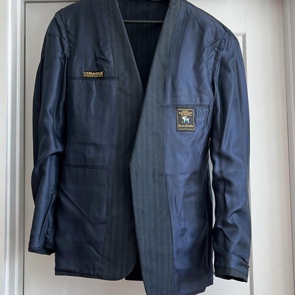 Men’s 2 piece Suit Stripes dark grey charcoal  42L - Picture 5 of 5